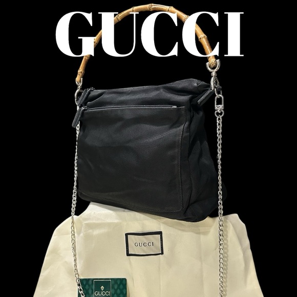 Gucci Handbags - Vintage Gucci soho shoulder bag Black Bag with Bamboo Accent